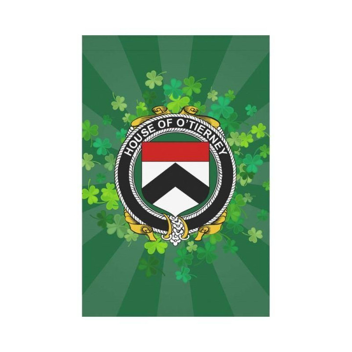 Irish Garden Flag, O'Tierney Family Crest Shamrock Yard Flag A9