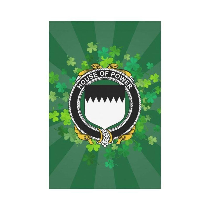 Irish Garden Flag, Power Family Crest Shamrock Yard Flag A9