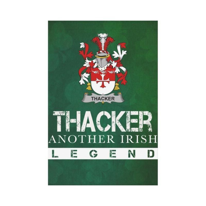 Irish Garden Flag, Thacker Family Crest Shamrock Yard Flag A9
