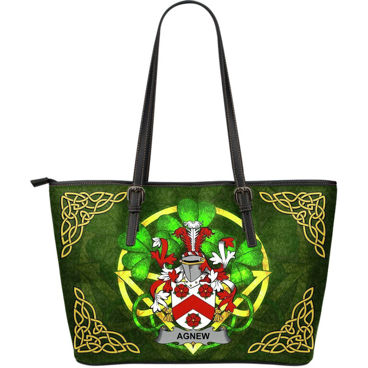 Irish Handbags, Agnew Family Crest Handbags  Shamrock Tote Bag Large Size A7