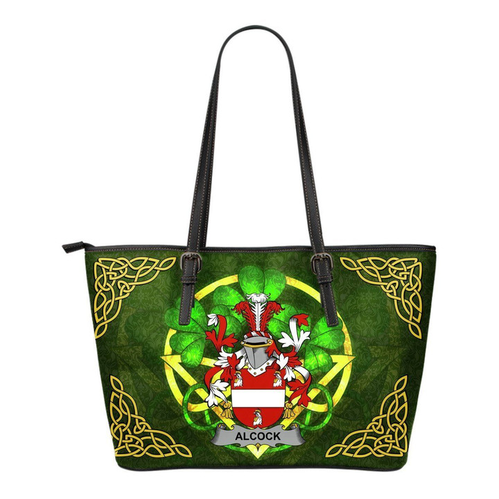 Irish Handbags, Alcock Family Crest Handbags  Shamrock Tote Bag Small Size A7