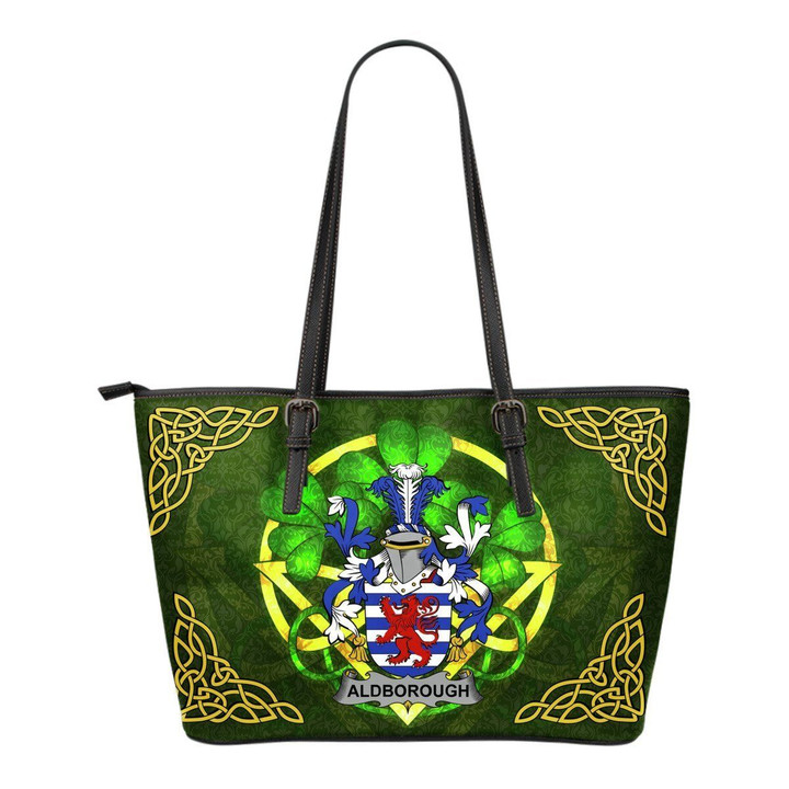 Irish Handbags, Aldborough Family Crest Handbags  Shamrock Tote Bag Small Size A7