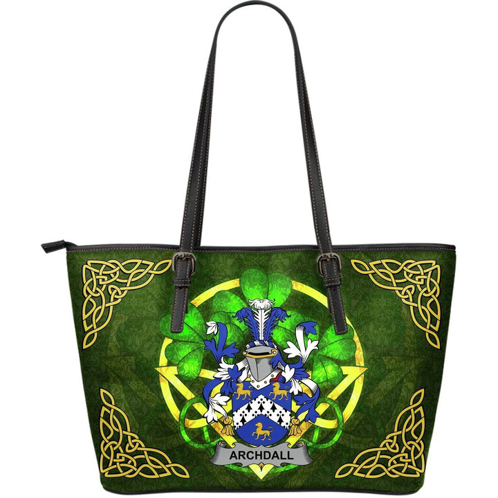 Irish Handbags, Archdall Family Crest Handbags  Shamrock Tote Bag Large Size A7