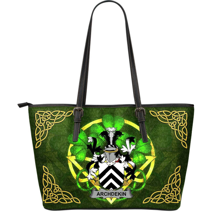 Irish Handbags, Archdekin Family Crest Handbags  Shamrock Tote Bag Large Size A7