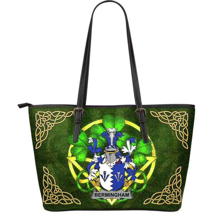 Irish Handbags, Bermingham Family Crest Handbags  Shamrock Tote Bag Large Size A7