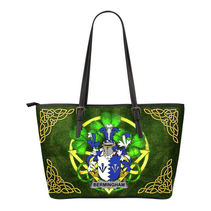 Irish Handbags, Bermingham Family Crest Handbags  Shamrock Tote Bag Small Size A7