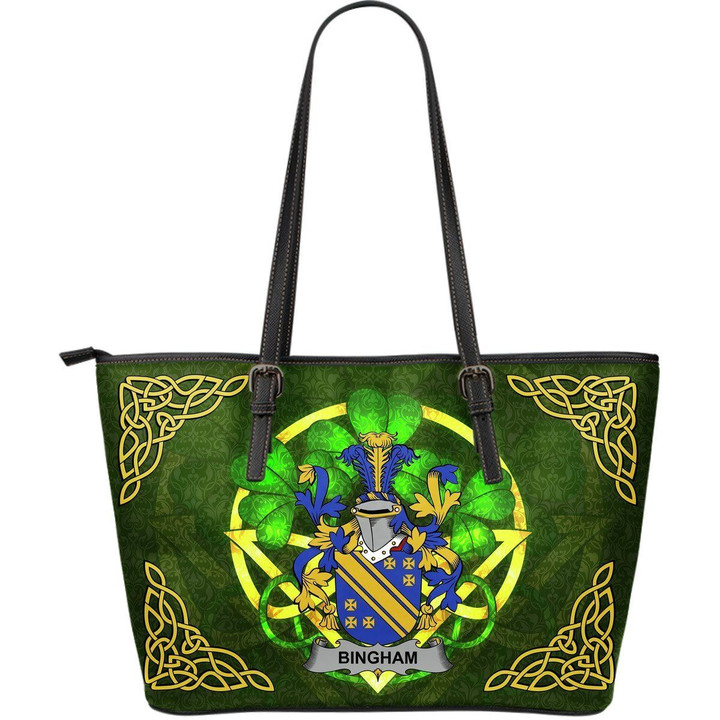 Irish Handbags, Bingham Family Crest Handbags  Shamrock Tote Bag Large Size A7
