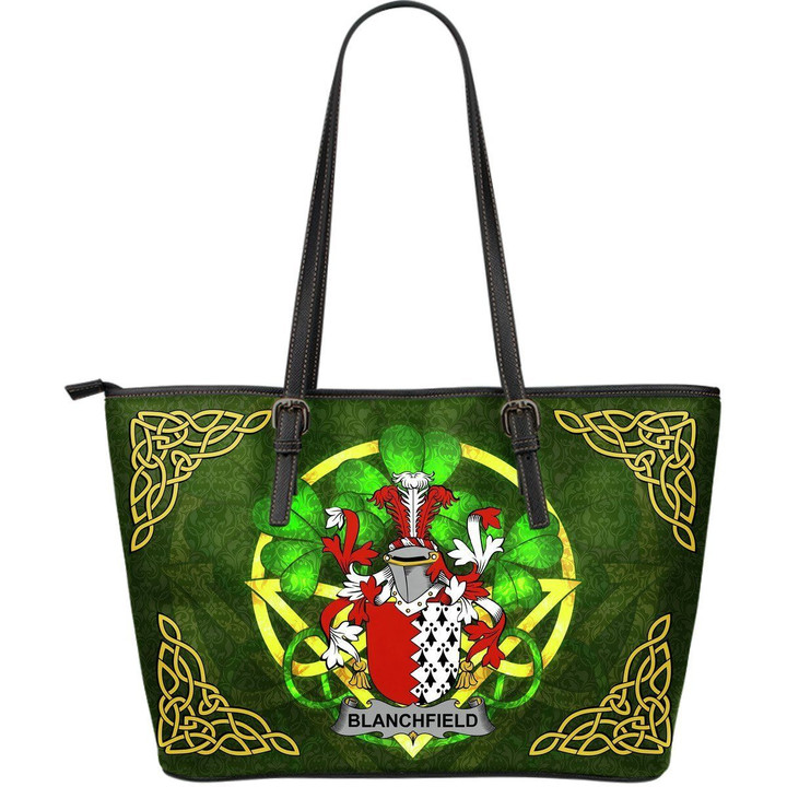 Irish Handbags, Blanchfield Family Crest Handbags  Shamrock Tote Bag Large Size A7