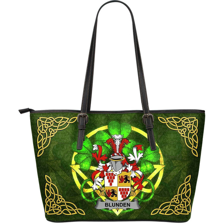 Irish Handbags, Blunden Family Crest Handbags  Shamrock Tote Bag Large Size A7