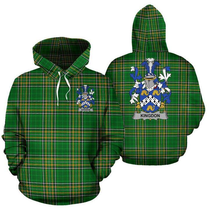 Kingdon Ireland Hoodie Irish National Tartan (Pullover) | Women & Men | Over 1400 Crests