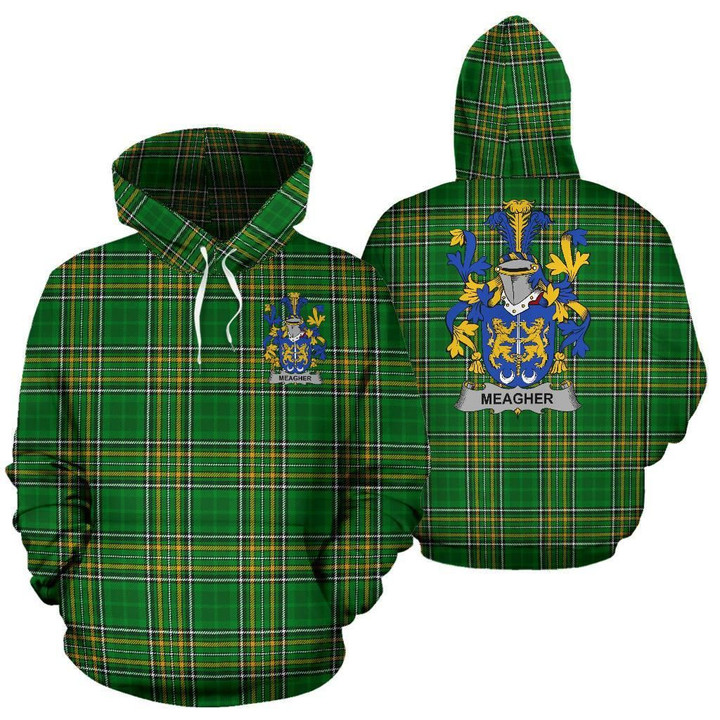 Meagher or O'Maher Ireland Hoodie Irish National Tartan (Pullover) | Women & Men | Over 1400 Crests
