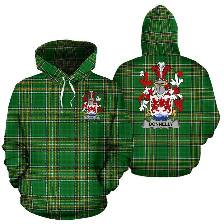 Donnelly or O'Donnelly Ireland Hoodie Irish National Tartan (Pullover) | Women & Men | Over 1400 Crests