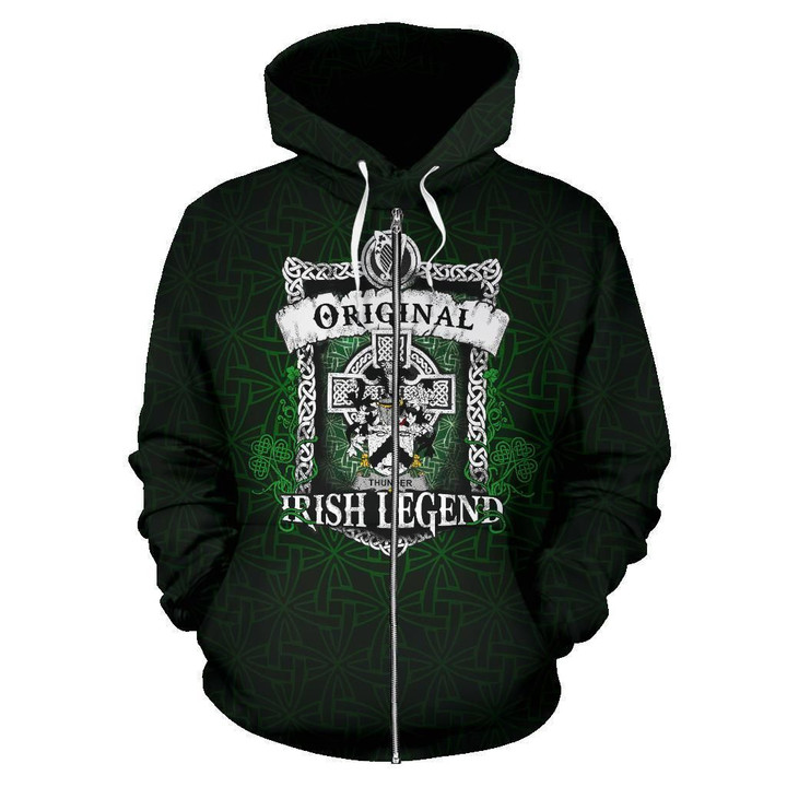 Thunder Ireland Zip Hoodie Original Irish Legend | Over 1400 Crests | Women and Men | Clothing