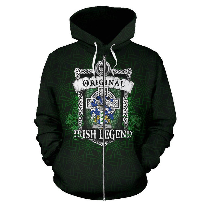 Lanigan or O'Lenigan Ireland Zip Hoodie Original Irish Legend | Over 1400 Crests | Women and Men | Clothing