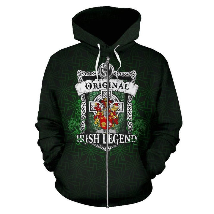 Friel or O'Friel Ireland Zip Hoodie Original Irish Legend | Over 1400 Crests | Women and Men | Clothing