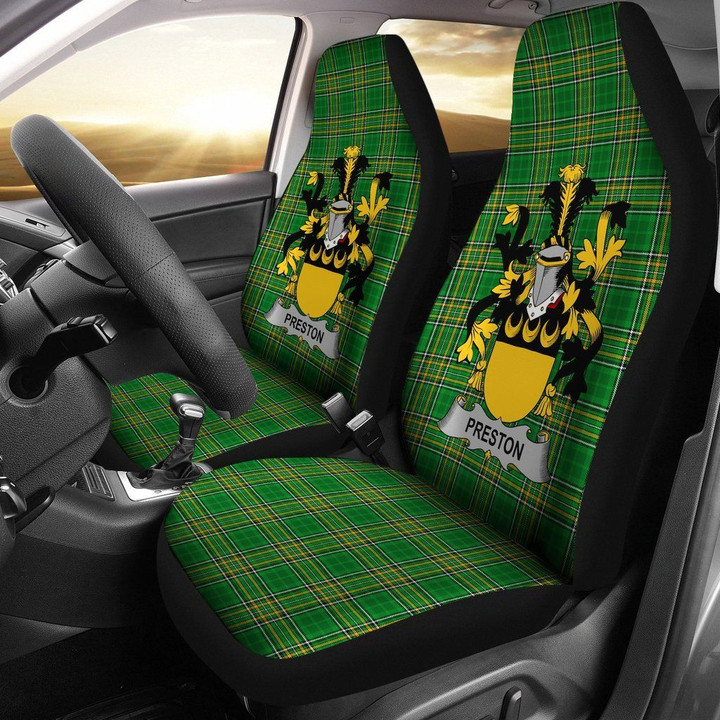 Preston Ireland Car Seat Cover Irish National Tartan Irish Family (Set of Two) | Over 1400 Crests