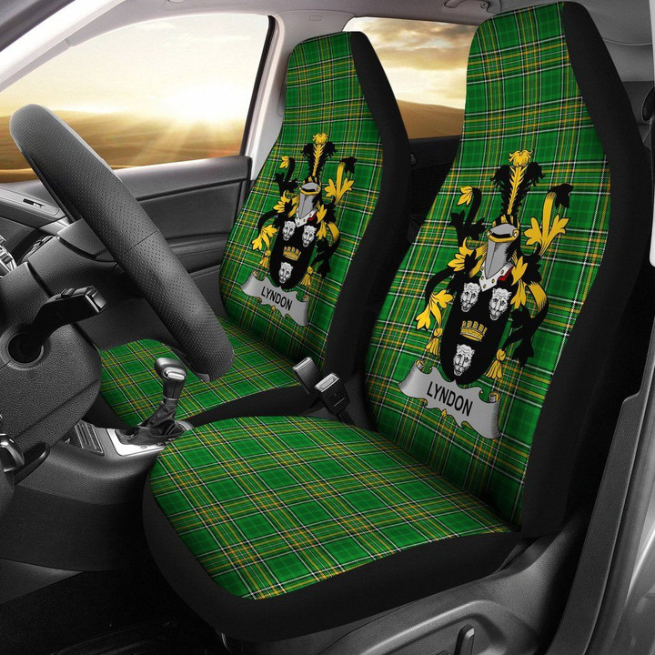 Lyndon or Gindon Ireland Car Seat Cover Irish National Tartan Irish Family (Set of Two) | Over 1400 Crests