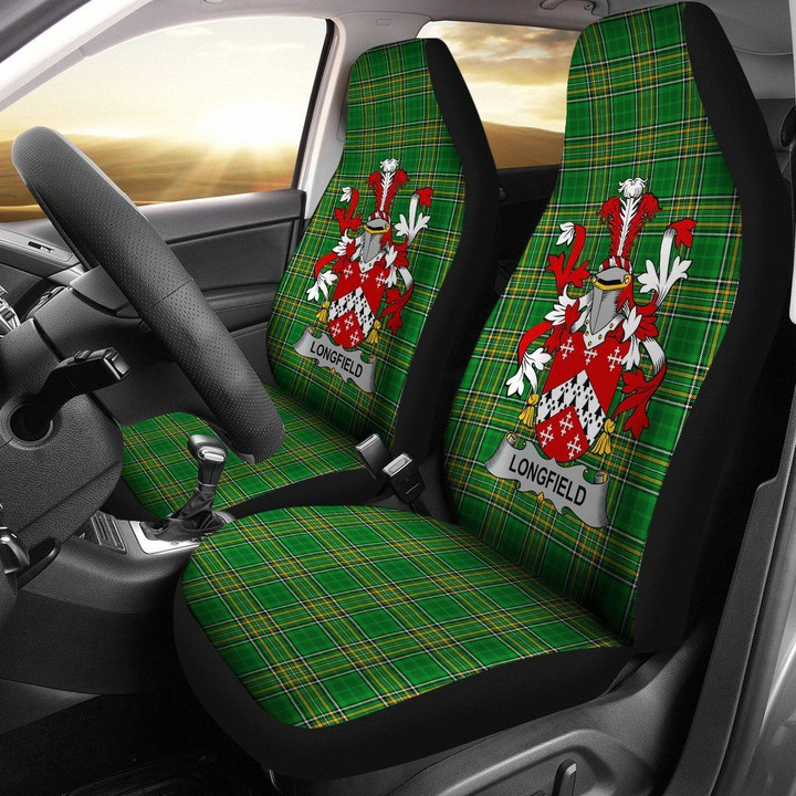 Longfield Ireland Car Seat Cover Irish National Tartan Irish Family (Set of Two) | Over 1400 Crests