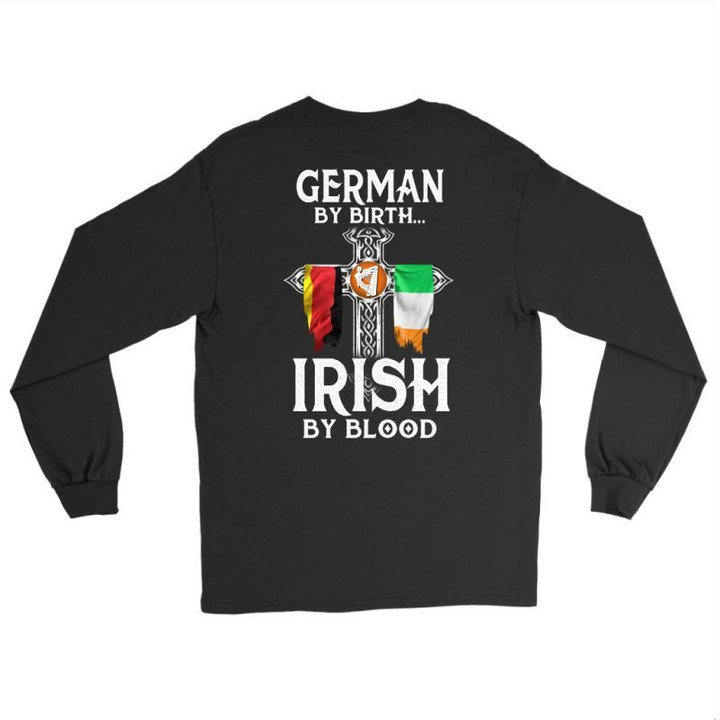 German By Birth Irish Blood Z1 Gildan Long Sleeve Tee / Black S T-Shirts