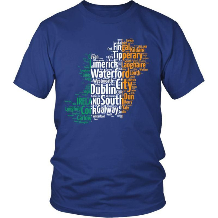 Ireland Map With Flag A9 District Unisex Shirt / Royal Blue S T-Shirts