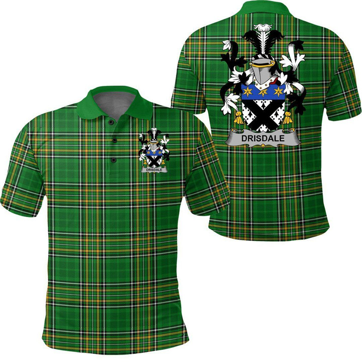 Drisdale Family Crest Ireland Polo Shirt - Irish National Tartan A7