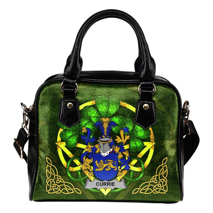 Currie or O'Currie Ireland Shoulder HandBag Celtic Shamrock | Over 1400 Crests | Bags | Premium Quality