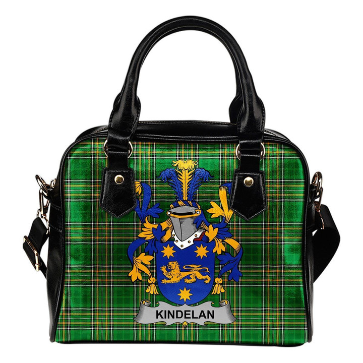 Kindelan or O'Kindelan Ireland Shoulder Handbag Irish National Tartan  | Over 1400 Crests | Bags | Water-Resistant PU leather