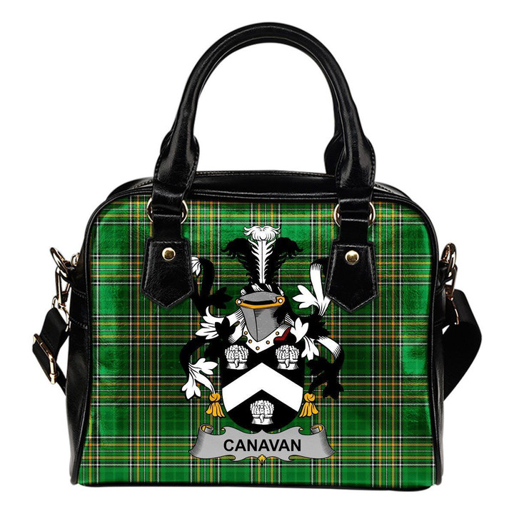 Canavan or O'Canavan Ireland Shoulder Handbag Irish National Tartan  | Over 1400 Crests | Bags | Water-Resistant PU leather