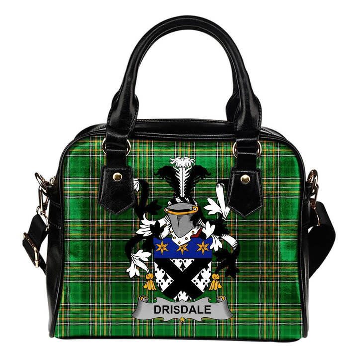 Drisdale Ireland Shoulder Handbag Irish National Tartan  | Over 1400 Crests | Bags | Water-Resistant PU leather