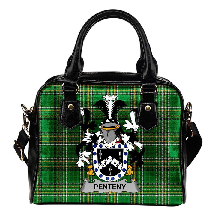 Penteny Ireland Shoulder Handbag Irish National Tartan  | Over 1400 Crests | Bags | Water-Resistant PU leather