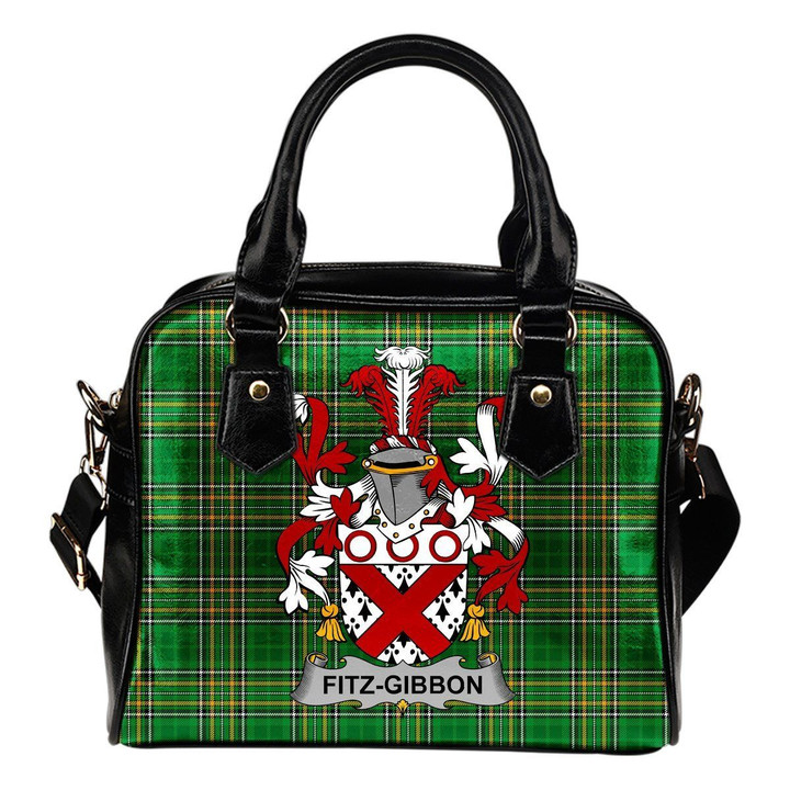 Fitz-Gibbon Ireland Shoulder Handbag Irish National Tartan  | Over 1400 Crests | Bags | Water-Resistant PU leather