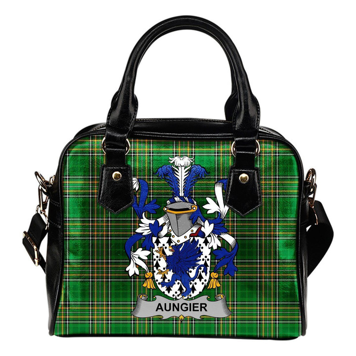 Aungier Ireland Shoulder Handbag Irish National Tartan  | Over 1400 Crests | Bags | Water-Resistant PU leather