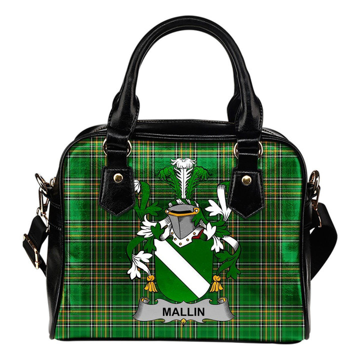 Mallin or O'Mallan Ireland Shoulder Handbag Irish National Tartan  | Over 1400 Crests | Bags | Water-Resistant PU leather