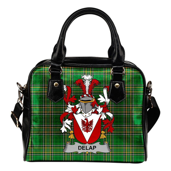 Delap Ireland Shoulder Handbag Irish National Tartan  | Over 1400 Crests | Bags | Water-Resistant PU leather