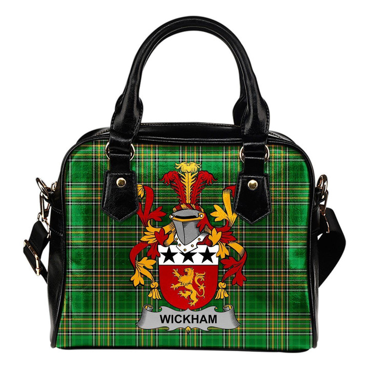 Wickham Ireland Shoulder Handbag Irish National Tartan  | Over 1400 Crests | Bags | Water-Resistant PU leather