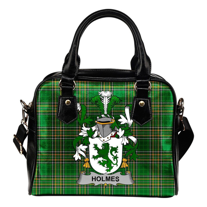 Holmes Ireland Shoulder Handbag Irish National Tartan  | Over 1400 Crests | Bags | Water-Resistant PU leather