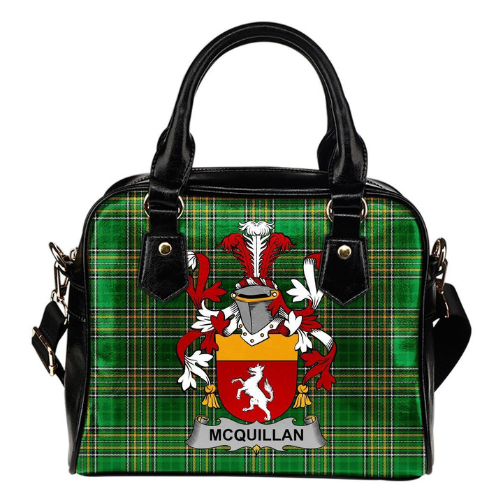 McQuillan Ireland Shoulder Handbag Irish National Tartan  | Over 1400 Crests | Bags | Water-Resistant PU leather