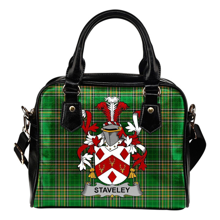 Staveley Ireland Shoulder Handbag Irish National Tartan  | Over 1400 Crests | Bags | Water-Resistant PU leather
