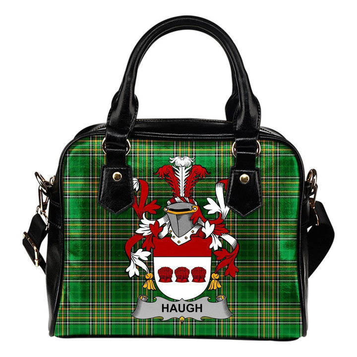 Haugh or O'Hough Ireland Shoulder Handbag Irish National Tartan  | Over 1400 Crests | Bags | Water-Resistant PU leather