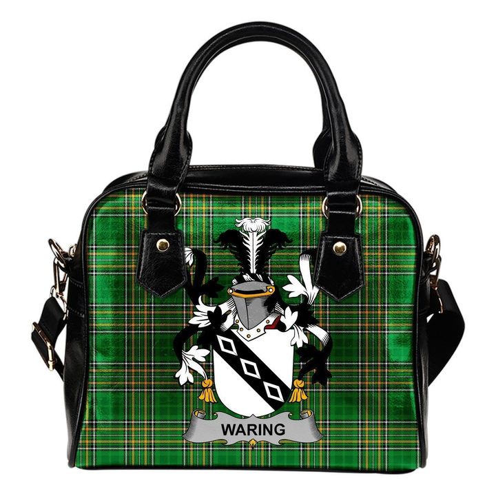 Waring Ireland Shoulder Handbag Irish National Tartan  | Over 1400 Crests | Bags | Water-Resistant PU leather