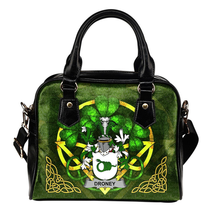 Droney or O'Droney Ireland Shoulder HandBag Celtic Shamrock | Over 1400 Crests | Bags | Premium Quality