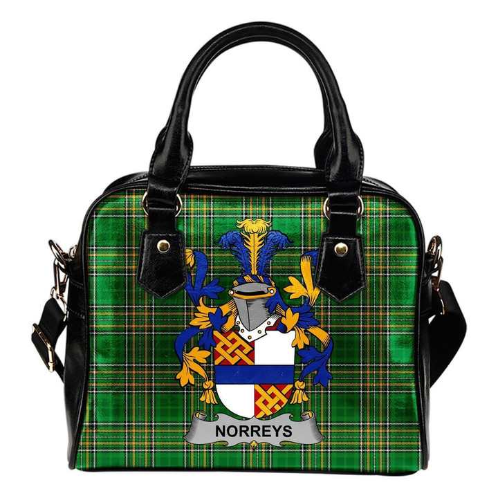 Norreys Ireland Shoulder Handbag Irish National Tartan  | Over 1400 Crests | Bags | Water-Resistant PU leather