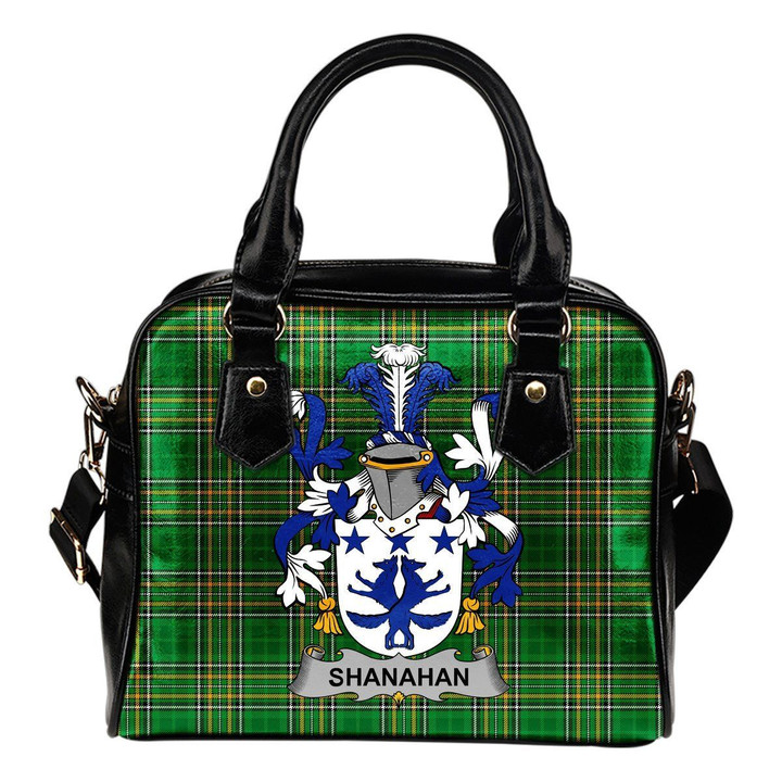 Shanahan or O'Shanahan Ireland Shoulder Handbag Irish National Tartan  | Over 1400 Crests | Bags | Water-Resistant PU leather