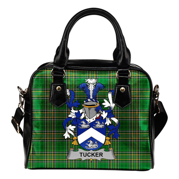 Tucker Ireland Shoulder Handbag Irish National Tartan  | Over 1400 Crests | Bags | Water-Resistant PU leather