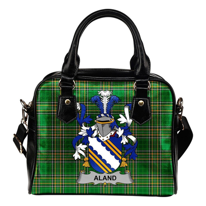 Aland Ireland Shoulder Handbag Irish National Tartan  | Over 1400 Crests | Bags | Water-Resistant PU leather