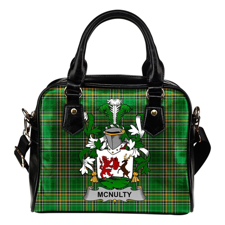 McNulty Ireland Shoulder Handbag Irish National Tartan  | Over 1400 Crests | Bags | Water-Resistant PU leather