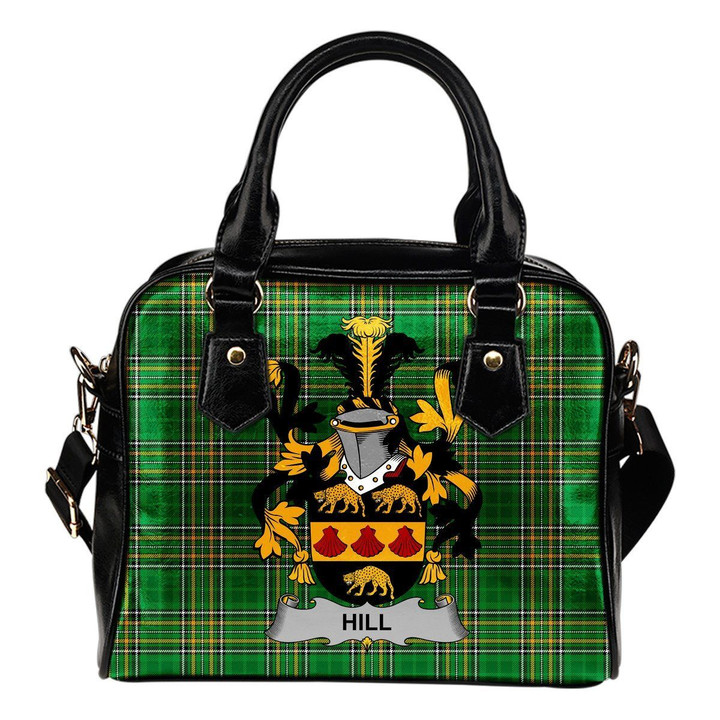 Hill Ireland Shoulder Handbag Irish National Tartan  | Over 1400 Crests | Bags | Water-Resistant PU leather