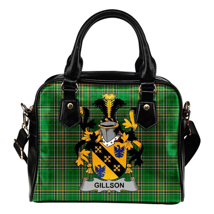 Gillson Ireland Shoulder Handbag Irish National Tartan  | Over 1400 Crests | Bags | Water-Resistant PU leather