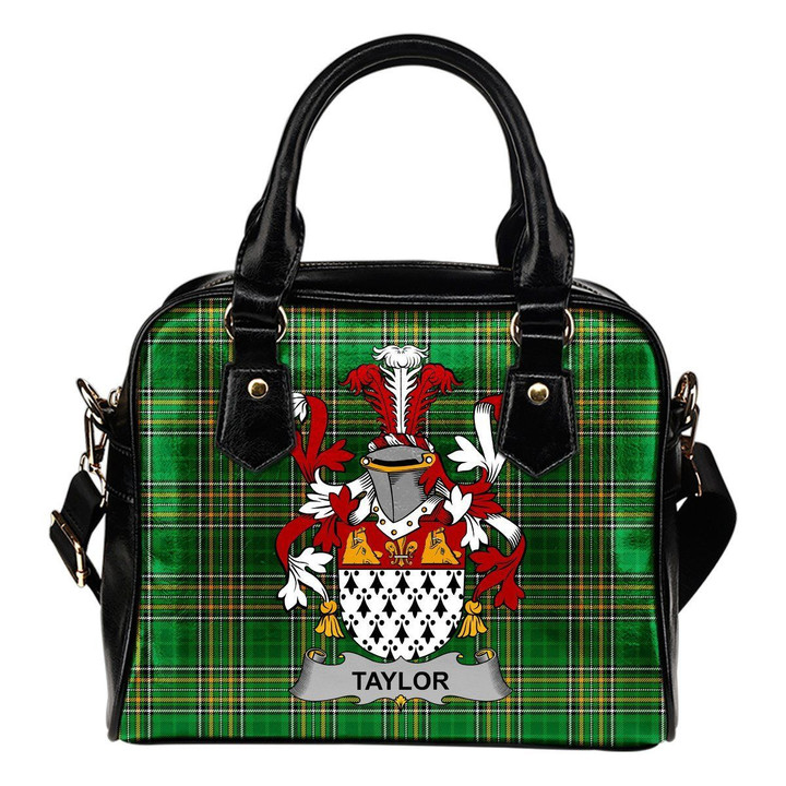 Taylor Ireland Shoulder Handbag Irish National Tartan  | Over 1400 Crests | Bags | Water-Resistant PU leather