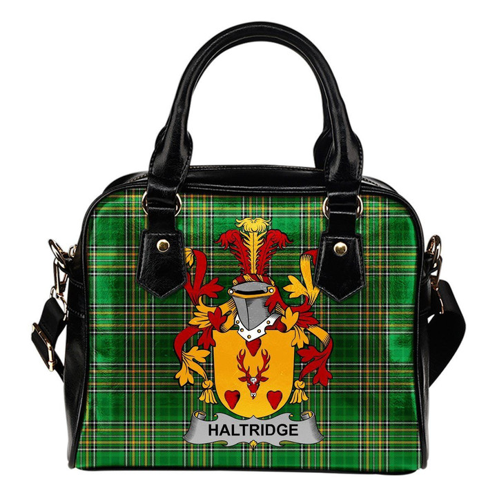 Haltridge Ireland Shoulder Handbag Irish National Tartan  | Over 1400 Crests | Bags | Water-Resistant PU leather